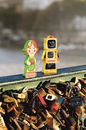 Puzzle pro nejmenší - Dřevěné magnetické figurky Dolls Funny Magnet Janod - 2
