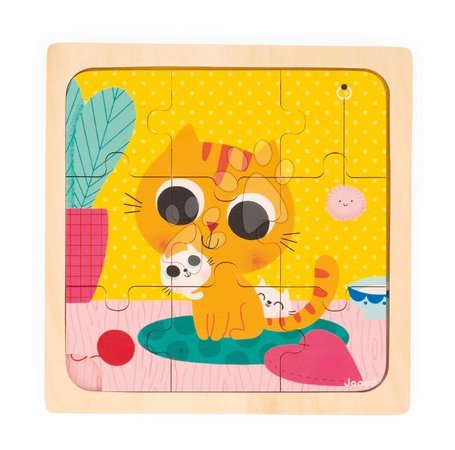 Puzzleuri din lemn  - Puzzle din lemn pentru cei mici Trio Animăluțe Janod cu model de referință - 3