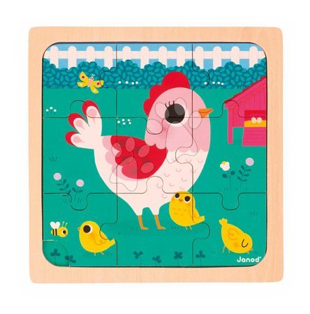 Puzzleuri din lemn  - Puzzle din lemn pentru cei mici Trio Animăluțe Janod cu model de referință - 5