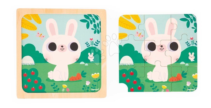 Puzzleuri din lemn  - Puzzle din lemn pentru cei mici Trio Animăluțe Janod cu model de referință - 7