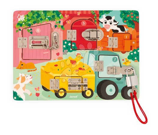 Black Friday from manufacturer Janod | Stran 5 - Drevená motorická doska The Farm Padlocks Board Janod