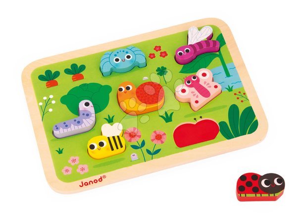 Black Friday de la producătorul Janod | Pagină 7 - Puzzle din lemn cu piese de inserție pentru cei mai mici Grădina The Garden Chunky Puzzle Janod