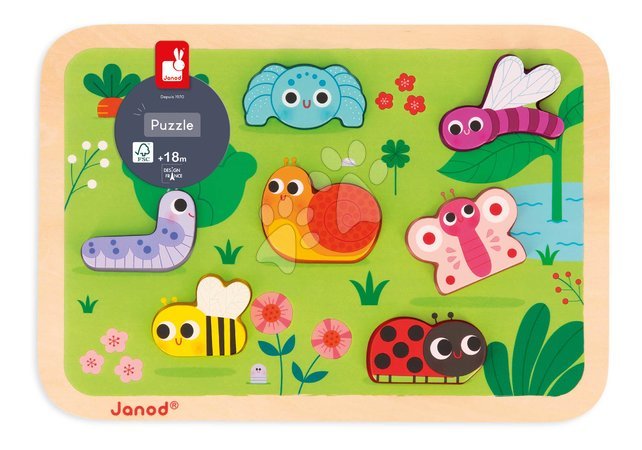 Puzzleuri din lemn  - Puzzle din lemn cu piese de inserție pentru cei mai mici Grădina The Garden Chunky Puzzle Janod - 3
