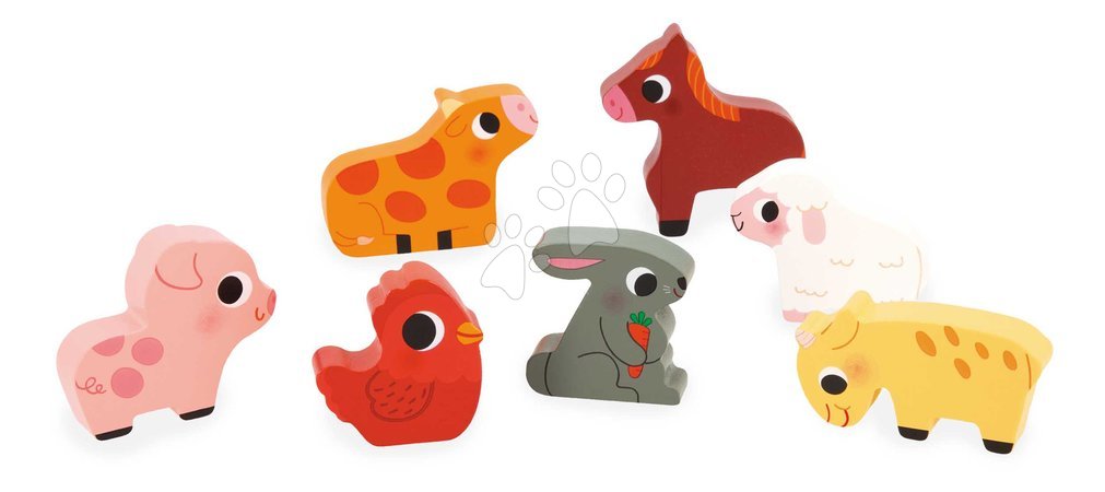 Black Friday de la producătorul Janod | Pagină 7 - Puzzle din lemn cu piese de inserție pentru cei mai mici Ferma Chunky Puzzle Janod_1