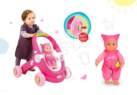 Kočárky pro panenky od 12 měsíců - Set chodítko a kočárek pro panenku 3v1 MiniKiss Smoby - 21