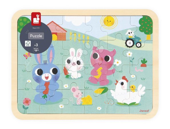 Lesene puzzle in sestavljanke - Drevené puzzle Farma Janod - 7