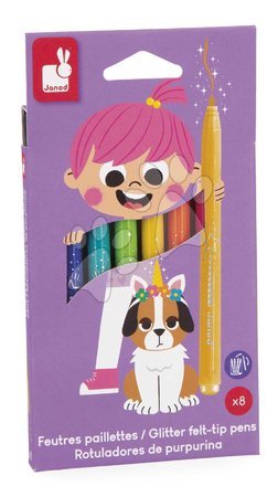 Desenare și colorare - Carioci cu sclipici Glitter Felt-tip Pens Janod - 5