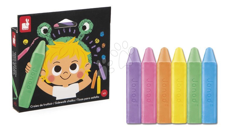Desenare și colorare - Crete colorate pentru trotuar Sidewalk Chalks Janod - 2
