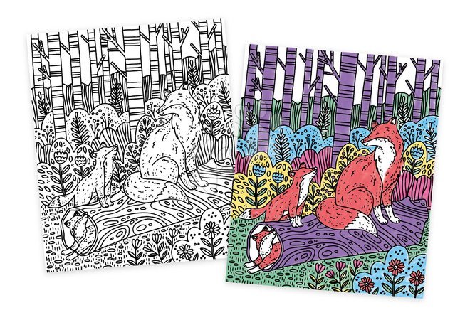 Рисуване и боядисване - Maxi креативен комплект Рисуване Горски животни Magic Painting Forest Atelier Janod - 2
