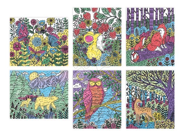 Рисуване и боядисване - Maxi креативен комплект Рисуване Горски животни Magic Painting Forest Atelier Janod - 16