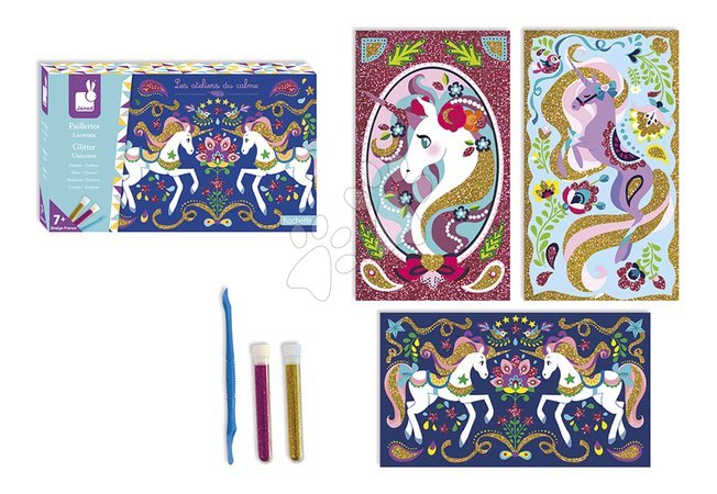 Ръчни работи и творчество - Midi креативен комплект цветен пясък Еднорог Glitter Unicorns Atelier Janod - 9