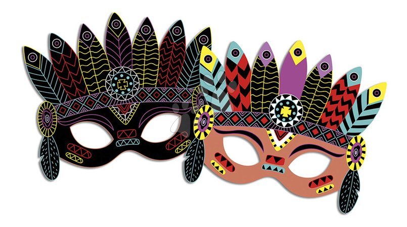 Ruční práce a tvoření - Mini kreatívna sada Party Masky Scratch Art Party Masks Atelier Janod - 1