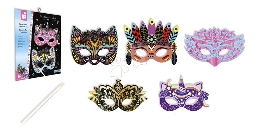 Ruční práce a tvoření - Mini kreatívna sada Party Masky Scratch Art Party Masks Atelier Janod - 8