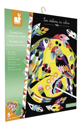 Ръчни работи и творчество - Мини креативен комплект Животните на света Scratch Art Animals of the World Atelier Janod - 9
