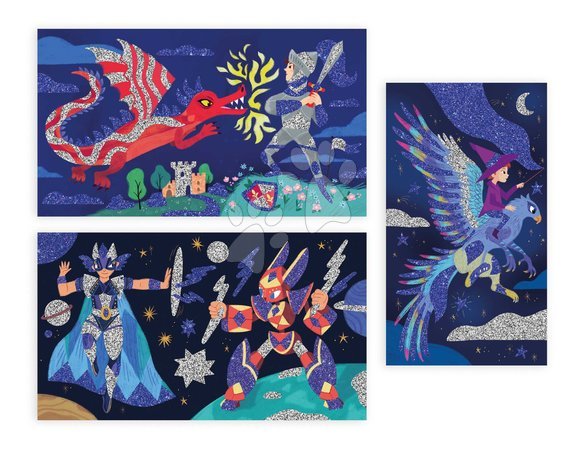 Ръчни работи и творчество - Midi креативен комплект цветен пясък Герои Glitter Heroes Atelier Janod - 4
