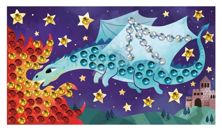 Prace ręczne i tworzenie - Midi kreatívna sada Obrázky s flitrami Draky Sequins to Stick Dragons Atelier Janod - 2