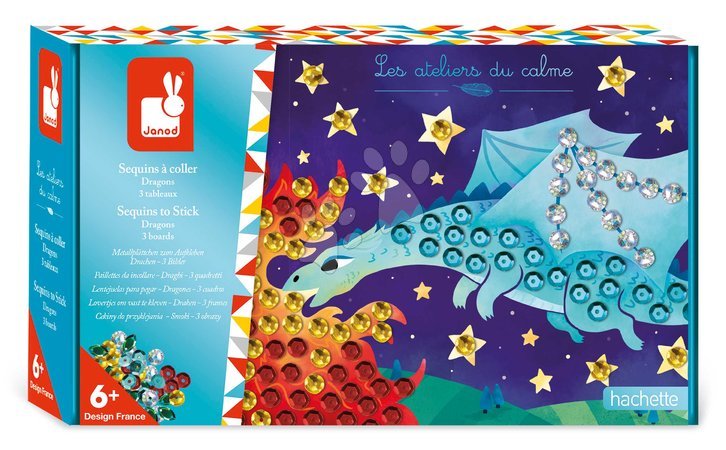 Prace ręczne i tworzenie - Midi kreatívna sada Obrázky s flitrami Draky Sequins to Stick Dragons Atelier Janod - 7