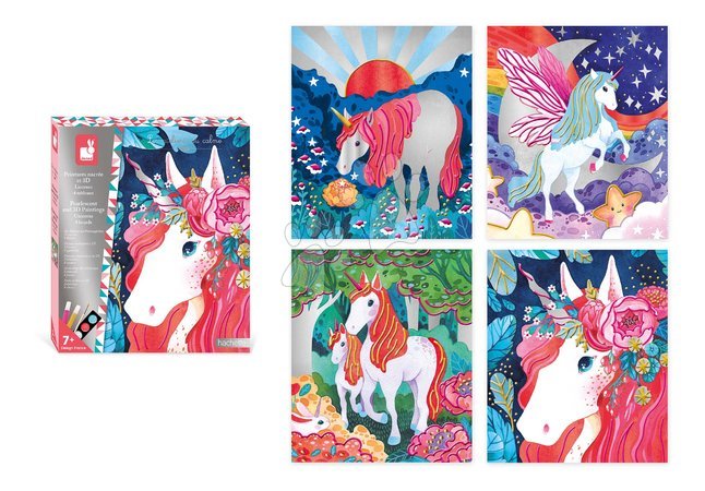 Kreslení a malování - Maxi kreatívna sada 3D maľovanie Jednorožce Pearlescent and 3D Painting Unicorns Atelier Janod - 7