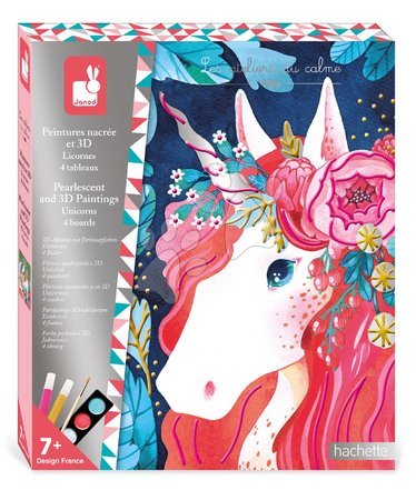 Kreslení a malování - Maxi kreatívna sada 3D maľovanie Jednorožce Pearlescent and 3D Painting Unicorns Atelier Janod - 8