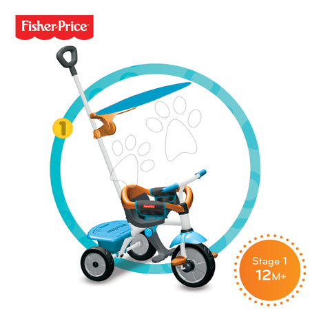 Tricikli za djecu od 10 mjeseci - SMART TRIKE 3450633 trojkolka Fisher-Price Jolly Plus s ohrádkou slnečníkom a textilom modro-oranžová od 10 mesiacov - 1
