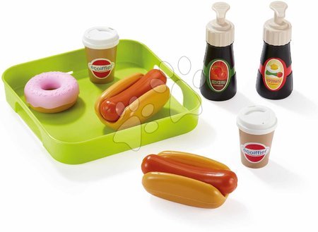 Játékkonyha kiegészítők és edények - Élelmiszerek tálcán Hot Dog 100% Chef Écoiffier