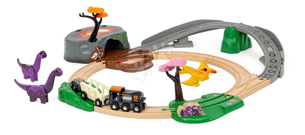 Holzeisenbahnen BRIO - Drevená vláčikodráha Dobrodružná sada Dinosaur Adventure Set BRIO