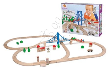 Favonatok - Fa vasúti sínpálya Train Set with Bridge Eichhorn - 9