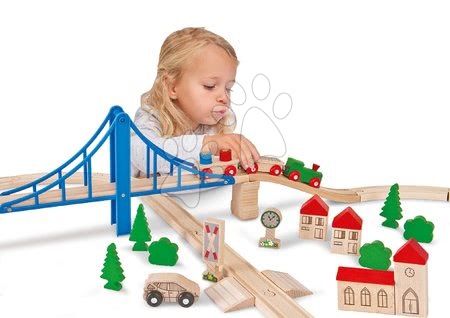 Favonatok - Fa vasúti sínpálya Train Set with Bridge Eichhorn - 3