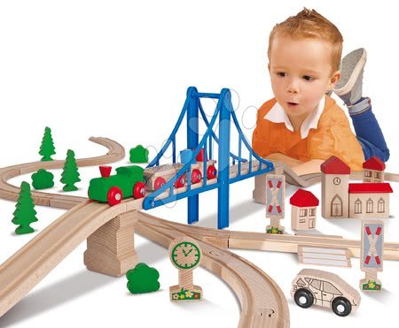 Favonatok - Fa vasúti sínpálya Train Set with Bridge Eichhorn - 2