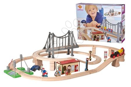 Trenuri din lemn și căi ferată - Cale ferată din lemn cu gară Train Set with Bridge Eichhorn - 9