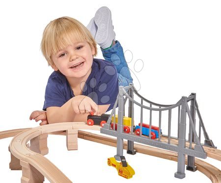 Trenuri din lemn și căi ferată - Cale ferată din lemn cu gară Train Set with Bridge Eichhorn - 5