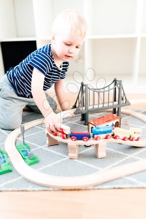 Trenuri din lemn și căi ferată - Cale ferată din lemn cu gară Train Set with Bridge Eichhorn - 2