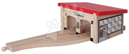Dřevěné hračky - Náhradní díly k vláčkodráze Train Engine Shed Eichhorn železniční depo s kolejnicemi 7 dílů