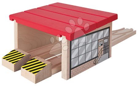 Dřevěné hračky Eichhorn - Náhradní díly k vláčkodráze Train Engine Shed Eichhorn železniční depo s kolejnicemi 7 dílů_1