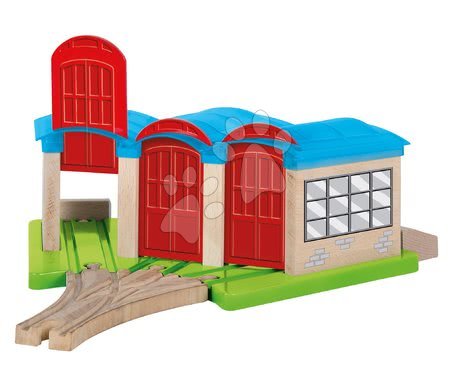 Jucării din lemn  - Piese de schimb pentru cale ferată Train Engine Shed Eichhorn depozit pentru trenuri cu șine 32 cm lungime de la 3 ani