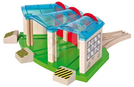 Drvene igračke - Dodatni dijelovi za željeznicu Train Engine Shed Eichhorn željeznička stanica s tračnicama dužina 32 cm_1