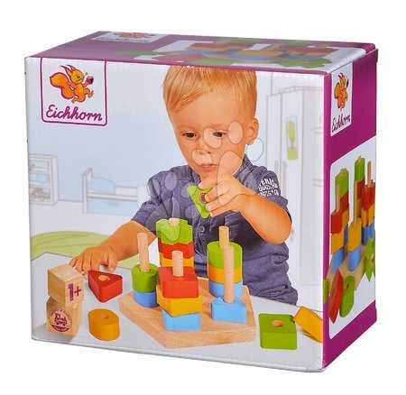  Készségfejlesztő fajátékok - Fa toronyépítő Stacking Toy Eichhorn - 3