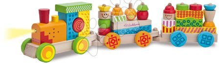 Drvene igračke - Drveni vlakić sa svjetlom i zvukom Color Train With Light and Sound Eichhorn vagoni s 28 kockica 31 komad 59 cm dužina od 12 mjes
