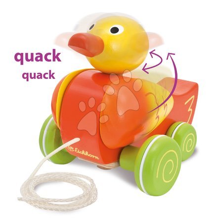 Tahací hračky - Dřevěná kachnička na tahání Pull-along Animal Duck Eichhorn - 1