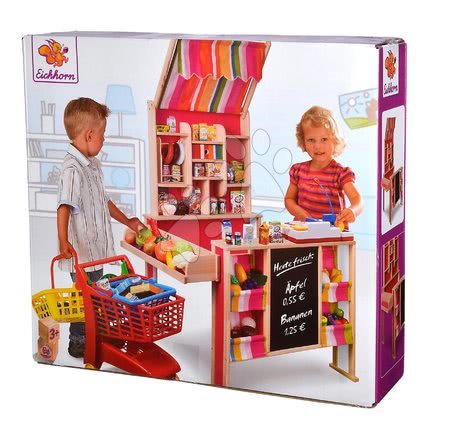 Boutiques en bois pour enfants - Magasin en bois de pin avec marquise Shop Market Eichhorn, - 6