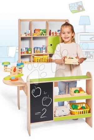 Jucării din lemn  - Supermarket din lemn Green Shop Eichhorn cu pult de vânzare și rafturi 106 cm înălțime de la 3 ani_1