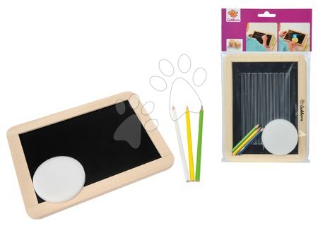 Školske ploče - Drvena ploča za bojice i kredu Small Blackboard Eichhorn s 3 bojice i spužvom 5 dijelova_1