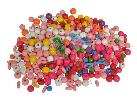 Kozmetična mizica za otroke - Lesene perle za ogrlico Wooden Bead Set in Bucket Eichhorn