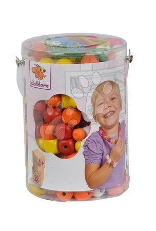 Kosmetiktisch für Kinder - Holzperlen zum Auffädeln Wooden Bead Set in Bucket Eichhorn_1