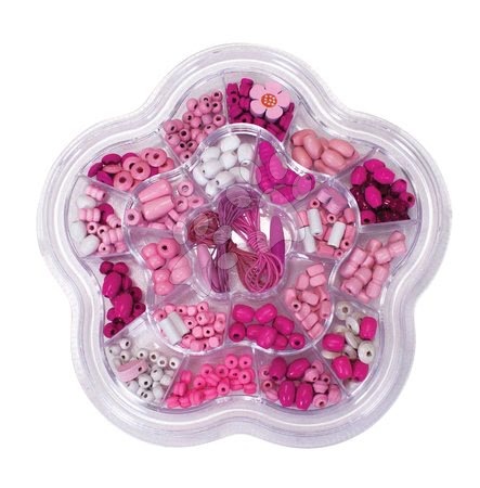 Dječji kozmetički stolić - Drvene perlice Cvijetić Wooden Bead Eichhorn ružičaste s dodacima 275 dijelova od 4 godine