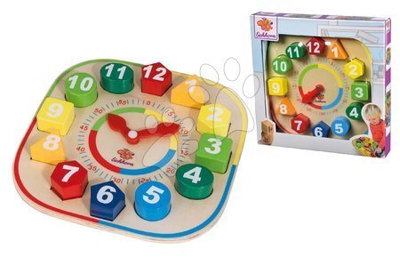 Dřevěné naučné hry - Dřevěné didaktické hodiny Teaching Clock with stacking parts Eichhorn - 4