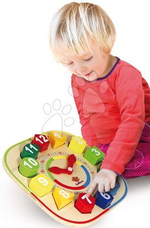 Dřevěné naučné hry - Dřevěné didaktické hodiny Teaching Clock with stacking parts Eichhorn - 3