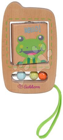 Drevené didaktické hračky - Drevený telefón s otočným zrkadielkom Mirror Phone Eichhorn