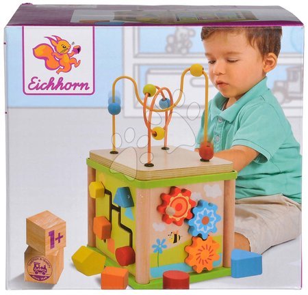 Dřevěné didaktické hračky - Dřevěný didaktický labyrint s korálky Little Game Center Eichhorn - 1