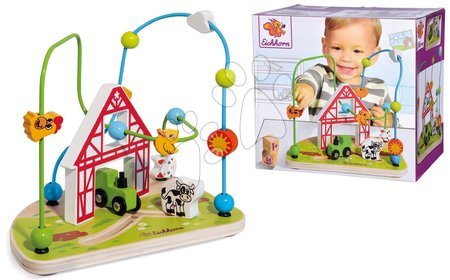 Dřevěné didaktické hračky - Dřevěný labyrint Farma s korálky Bead Maze Farm Eichhorn - 5